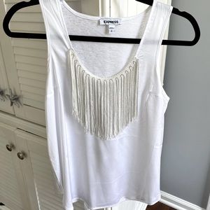 NWOT EXPRESS white silk fringe top